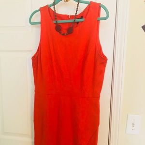 Sleeveless Assymetrical Orange Knee Length Dress